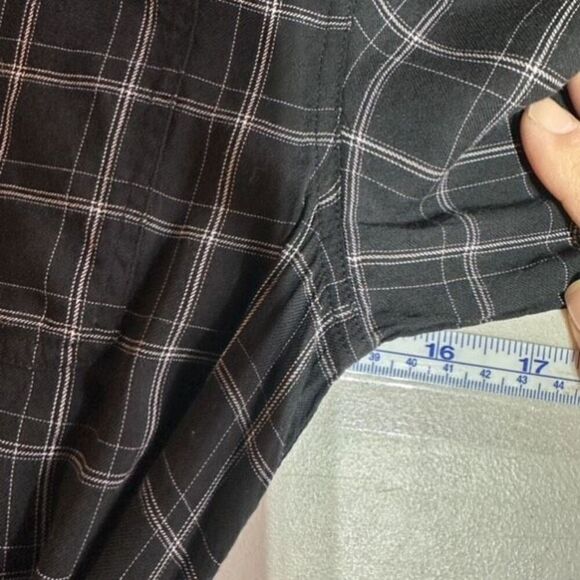 Rebecca Taylor La Vie Gingham Plaid Shirt Dress Button Down Black Ruffle Size XS - Picture 10 of 11